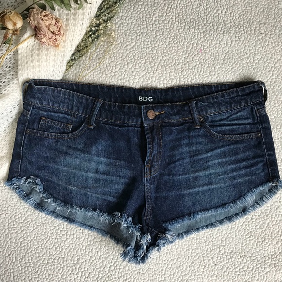 BDG Pants - BDG Dark Wash Distressed Low Rise Dolphin Shorts BDG Pants - BDG Dark Wash Distressed Low Rise Dolphin Shorts